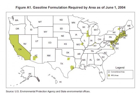 reformulated Areas where RFG (Reformulated Gasoline) are required by the EPA